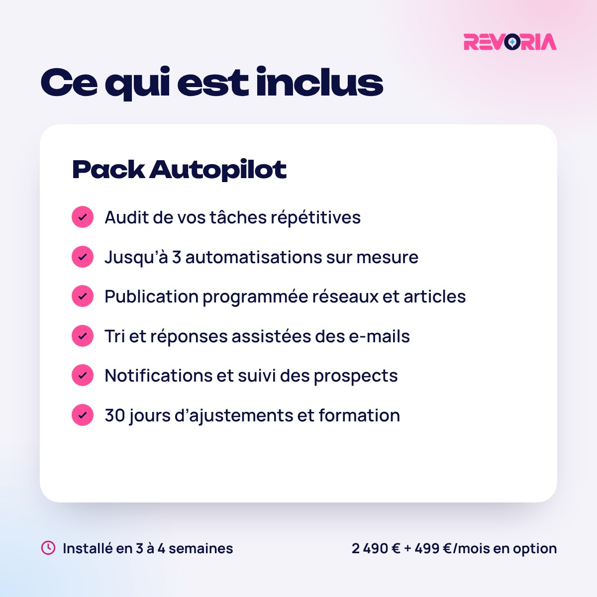 Pack Autopilot : ce qui est inclus